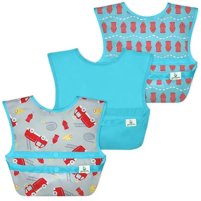 Iplay – Snap & Go Easy-Wear Bibs (3Pk), Gray Firetruck, 9/18 Months