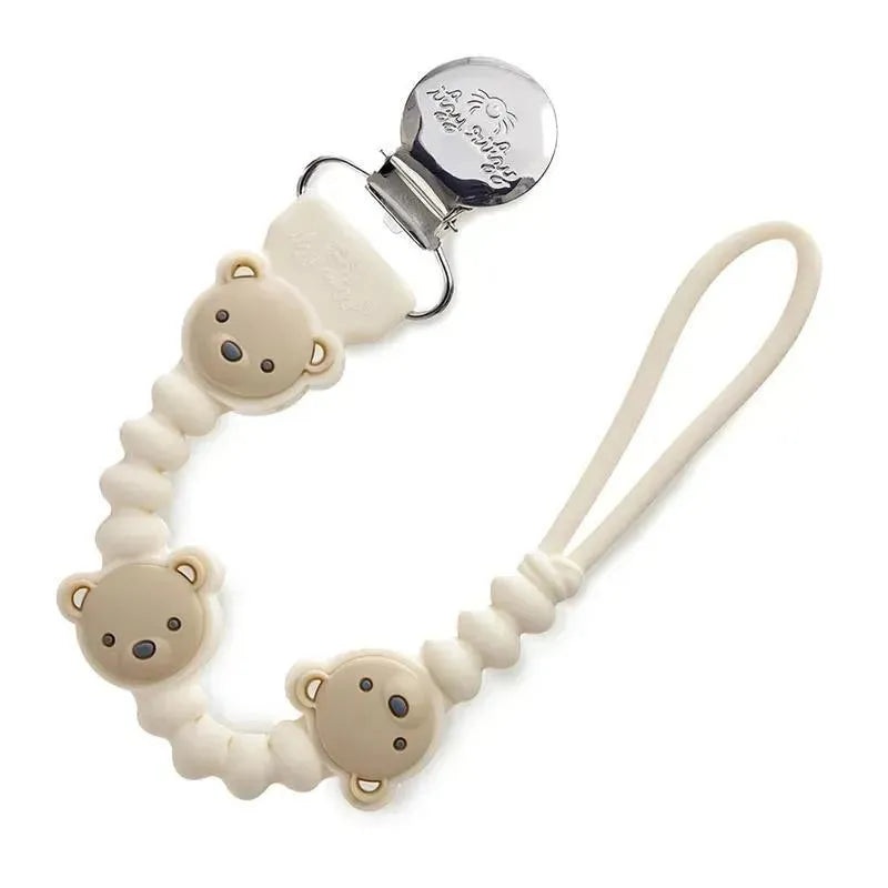 Itzy Ritzy – Silicone Pacifier Clip, 100% Food Grade Silicone Pacifier Strap with Clip, Bear