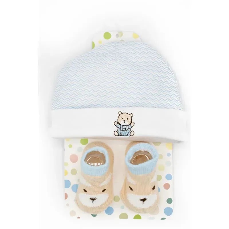 Little Me Bear Baby Socks Booties & Baby Hat Set