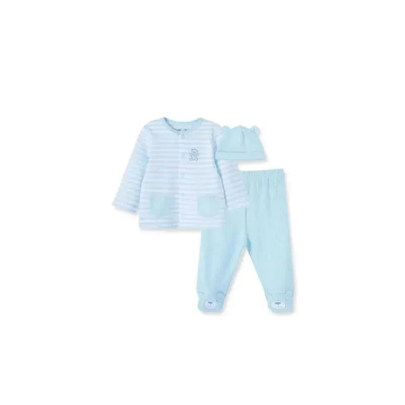 Little Me – Dreamy Bears Stripe Cardigan Set, Blue