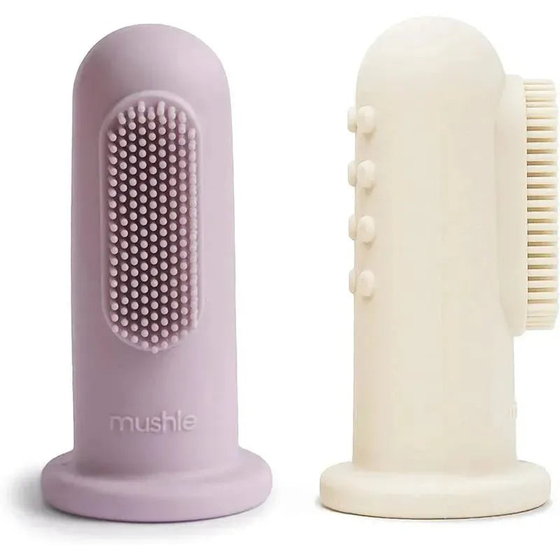 Mushie – 2Pk Finger Toothbrush Soft, Lilac/Ivory