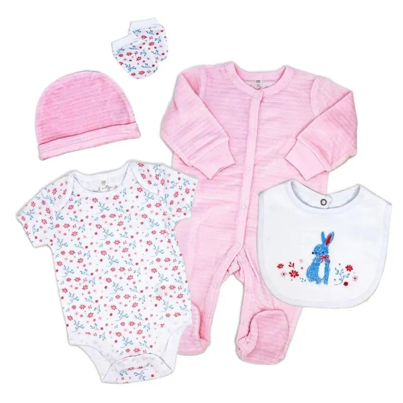 Rose Textile – 5Pk Baby Girls Bunny Velour Set