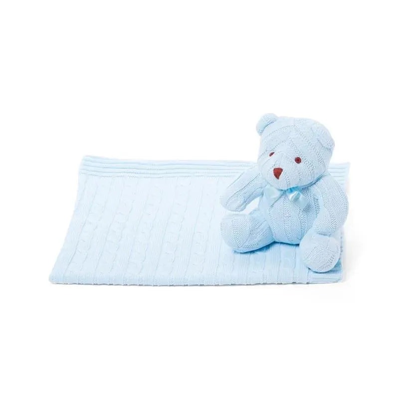 Rose Textiles – 2Pk Knit Bear & Blanket, Blue