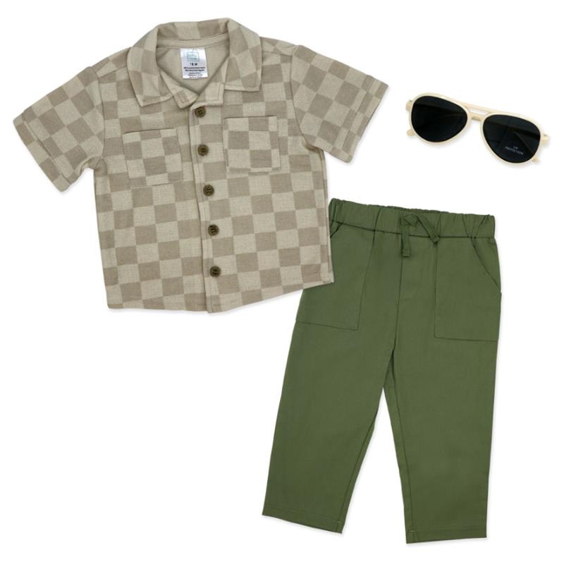 Rose Textiles – 3Pk Baby Boy Pant Set, Green Checker