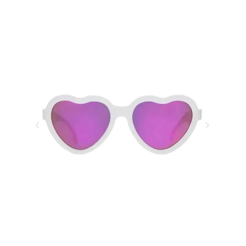 Babiators – The Sweetheart Wicked White Heart Shaped W/ Polarized Pink Lens Mirror baby sunglasses – Ages 0-2