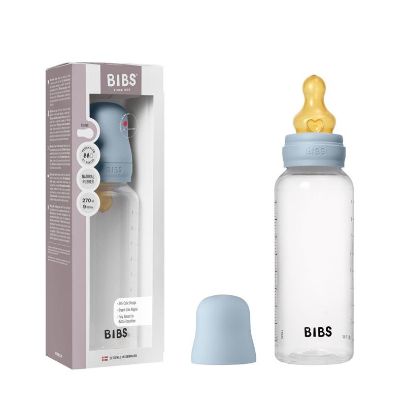Bibs – Baby Plastic Bottle With Latex Nipple 270Ml, Baby Blue