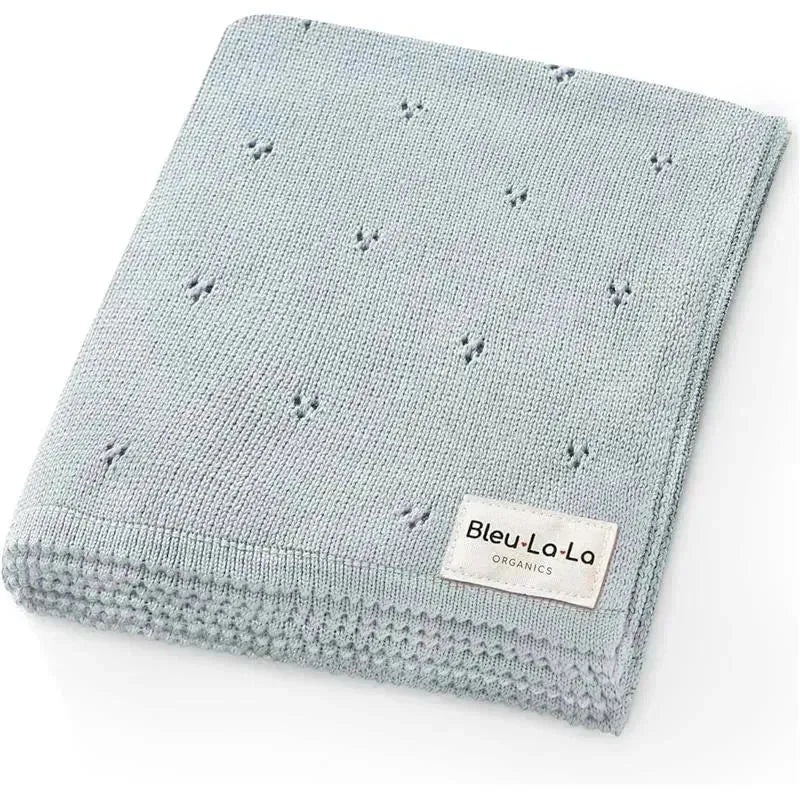 Bleu La La – 100% Organic Cotton Pointelle Swaddle Receiving Baby Blanket,| Powder Blue