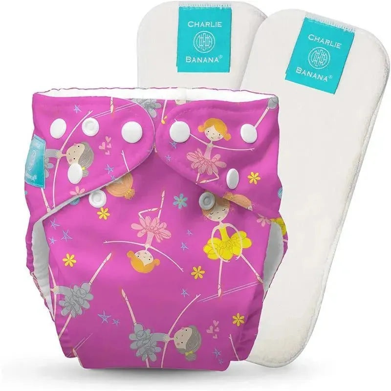 Charlie Banana – Diva Ballerina One Size Reusable Cloth Diaper with Fleece