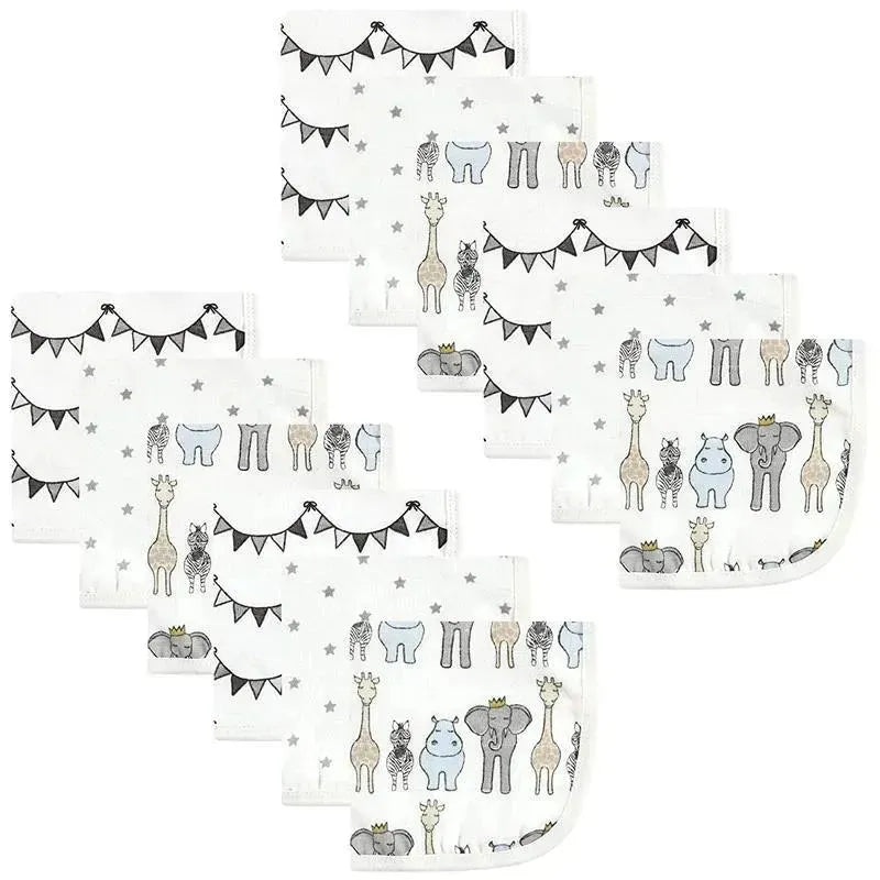 Hudson Baby – 12Pk Royal Safari Baby Cotton Muslin Washcloths