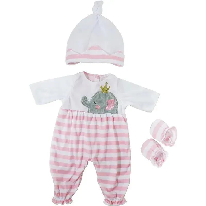 JC Toys – Berenguer Boutique Baby Doll Outfit, Pink Striped Long Onesie, Ages 2+
