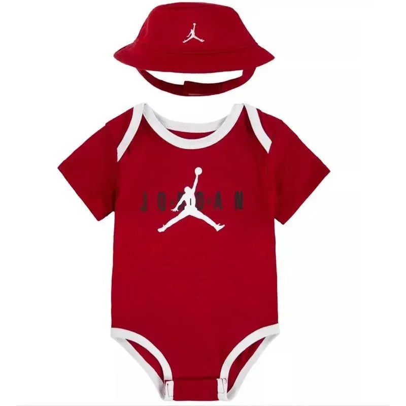 Jordan Baby Boys Bucket Hat and Bodysuit Gift Box Red, 2 Piece Set