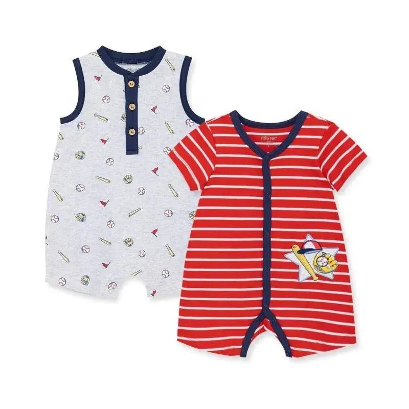 Little Me – 2Pk Baby Boy Baseball Cotton Rompers