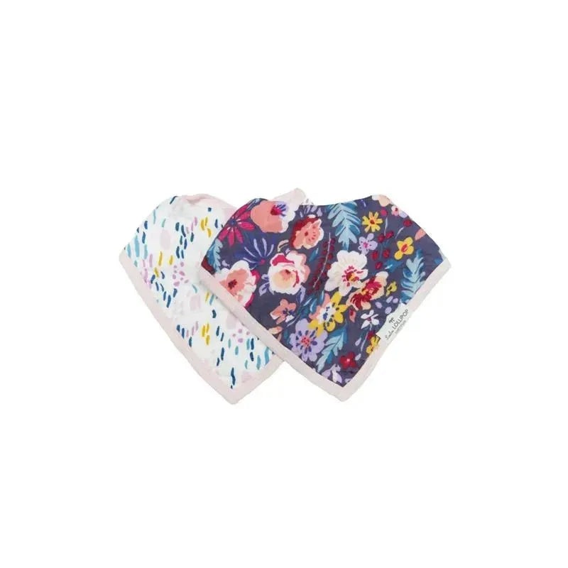 Loulou Lollipop – Bib Set Muslin, Dark Field Flowers