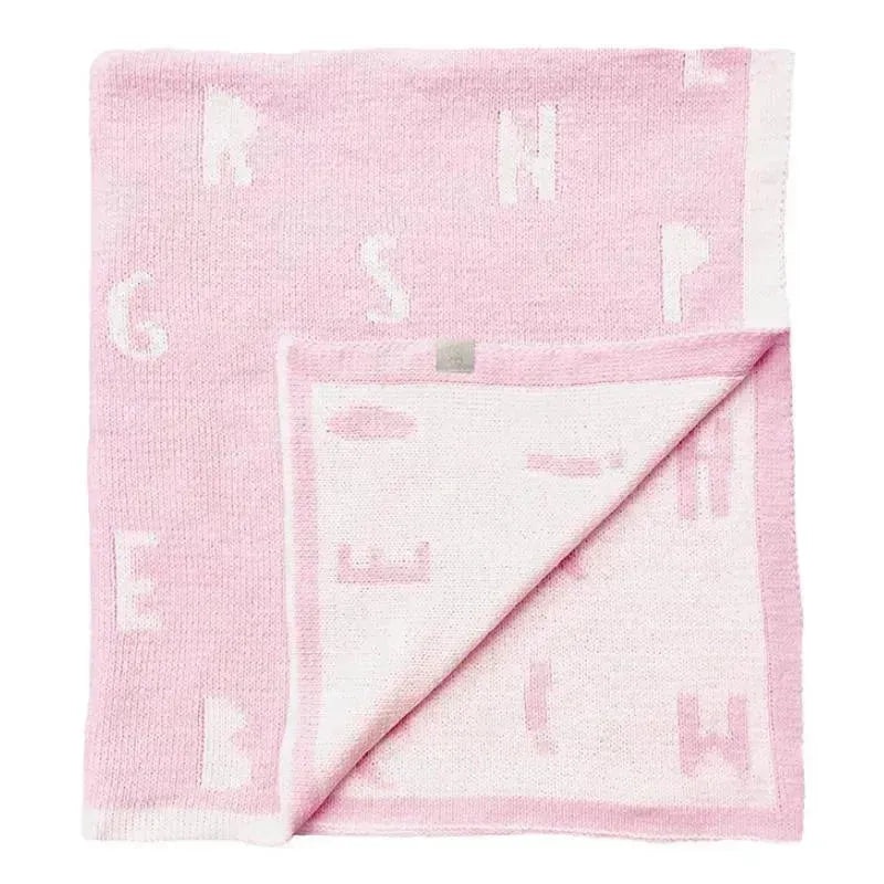 Piccolo Bambino – Feather Chenille Blanket Stroller Blanket On Wooden Hanger Pink