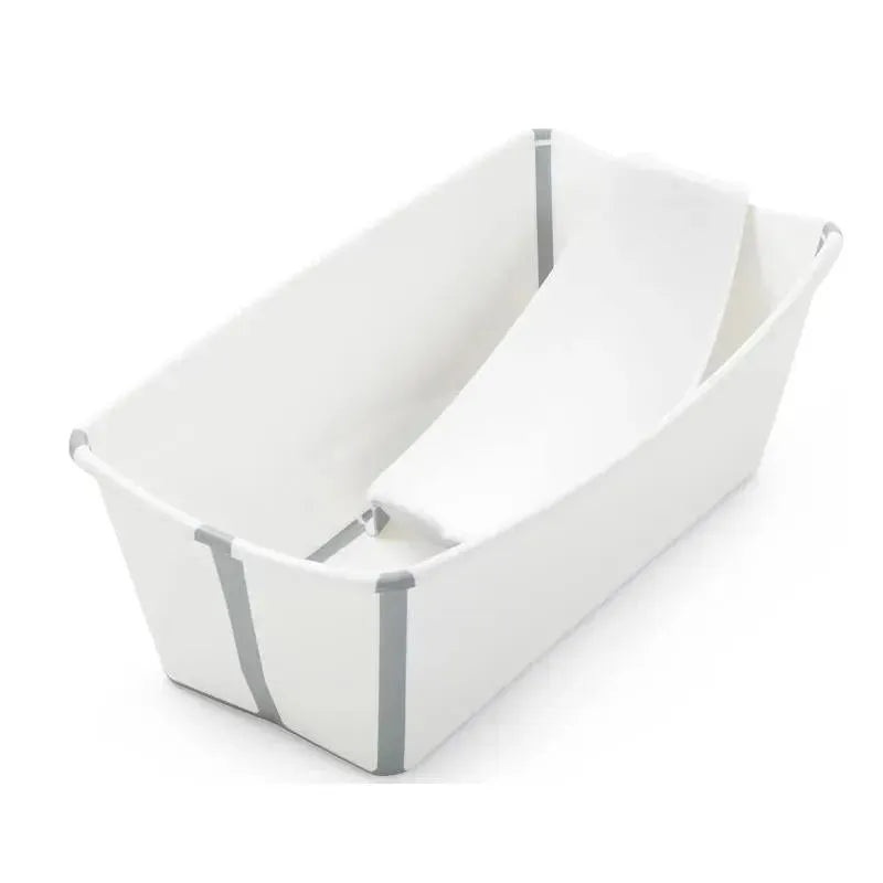 Stokke – Flexi Bath Bundle Folding Baby Bathtub with Newborn Support White/Grey