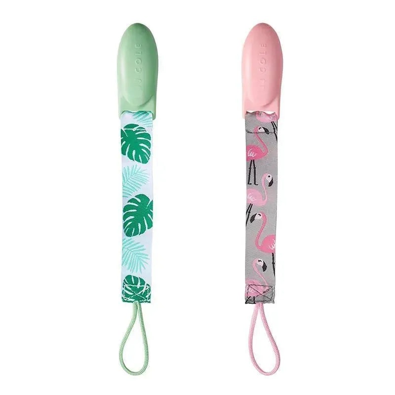 Tomy JJ Cole 2 pk Pacifier Clips, Flamingo/Tropical