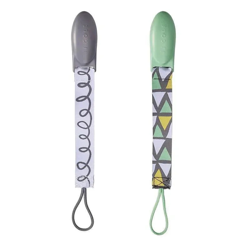 Tomy JJ Cole 2 pk Pacifier Clips, Green/Gray