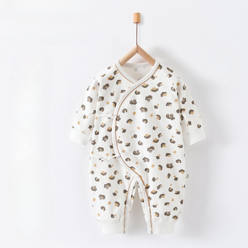 100% Cotton Long Sleeve Romper – Leopard Leopard NB