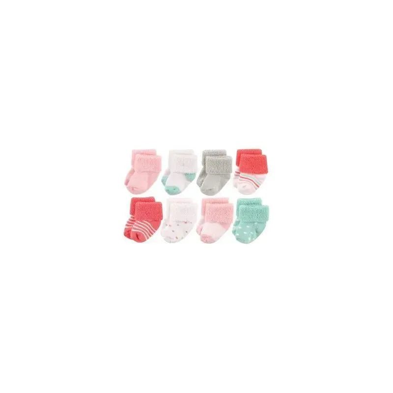 Baby Vision – Luvable Friends Unisex Baby Newborn and Baby Socks Set, Coral Dot, 0-6M, 8Pk