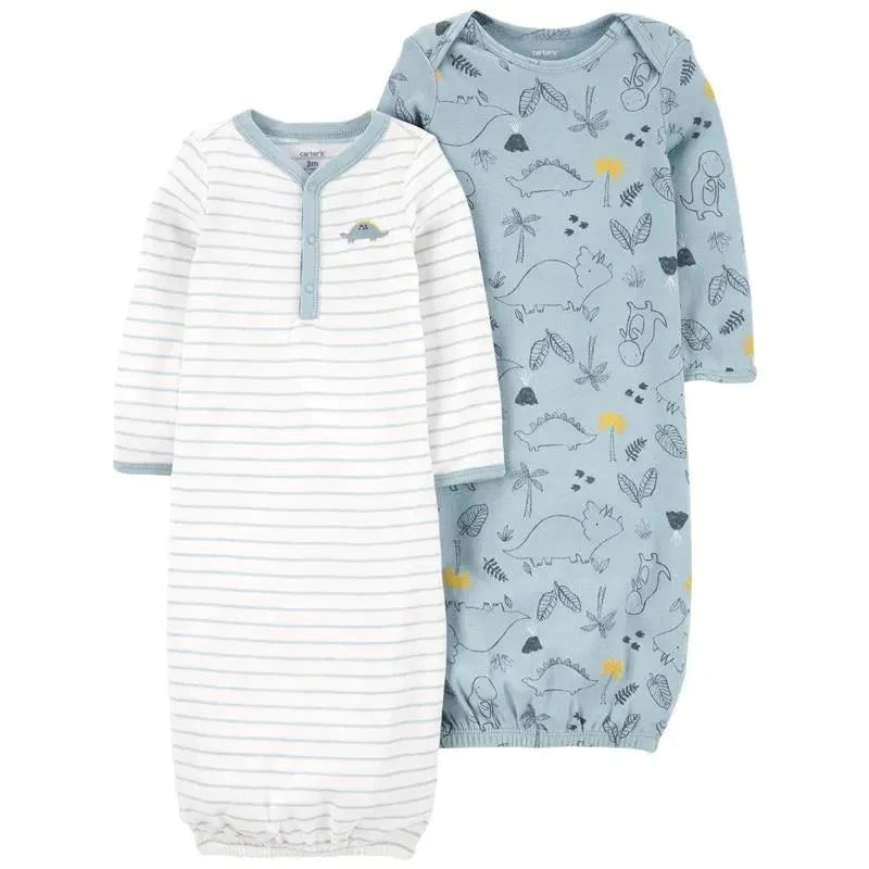 Carter’s – 2-Pack Baby Sleeper Gowns- Dino White/Blue