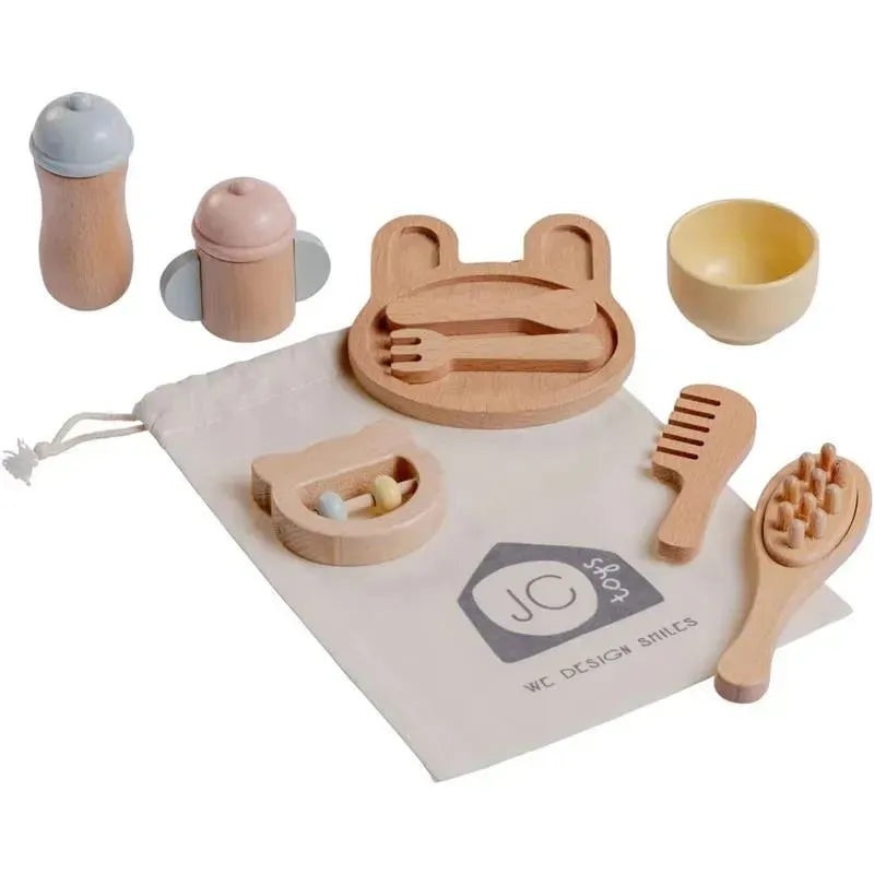 JC Toys – Real Wood 10 Piece Baby’s First Care Set, Parfait Collection Twiggly Toys