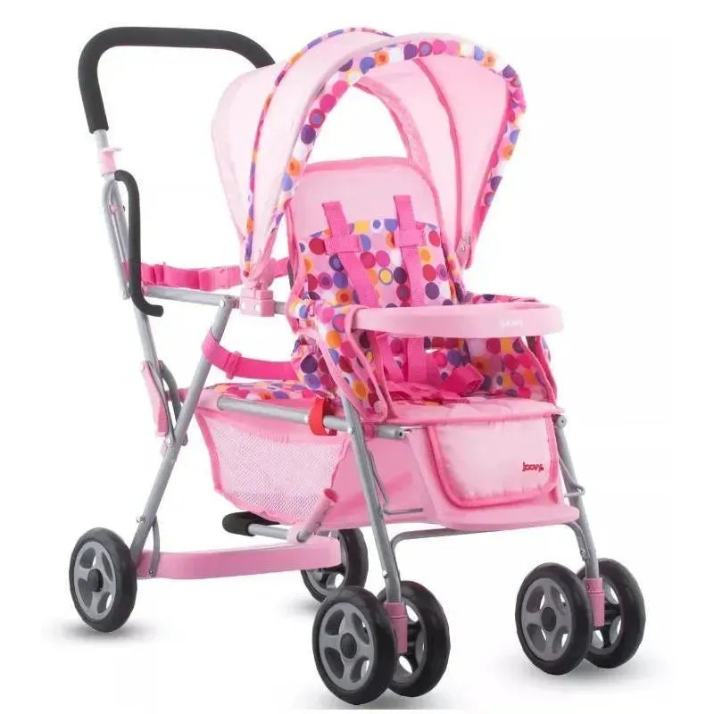 Joovy Toy Doll Caboose Tandem Stroller, Pink Dot