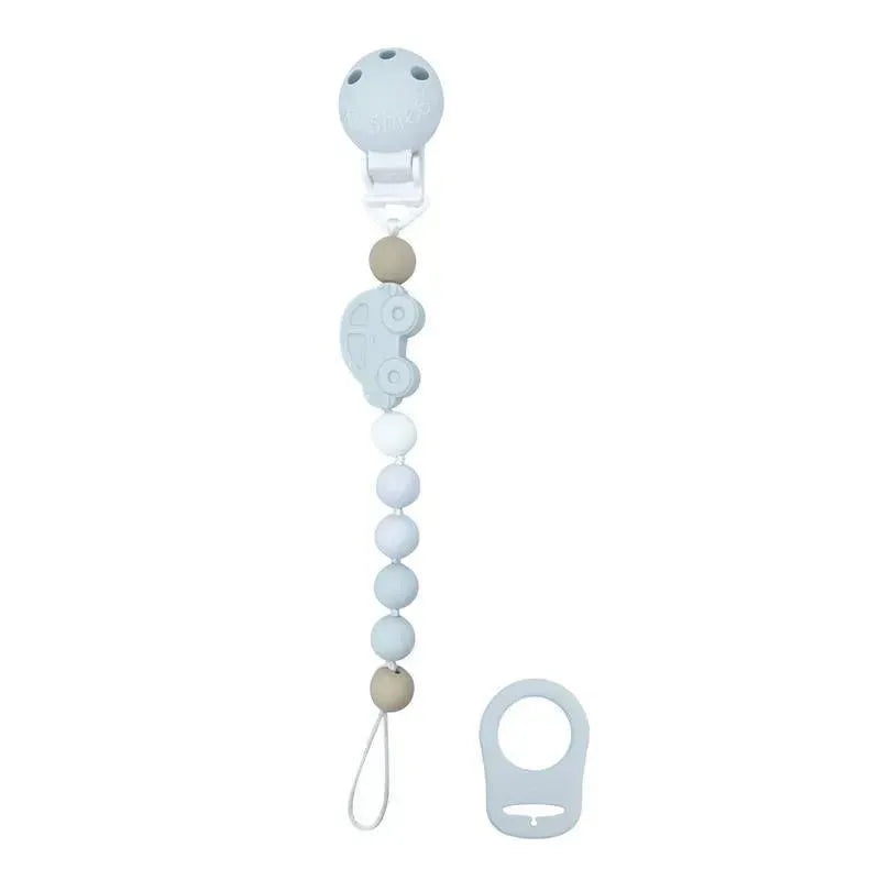 Kushies Silibeads Silicone Pacifier Clip – New Blue Car