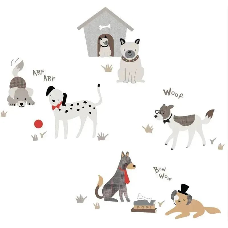 Lambs & Ivy – Bow Wow Gray/Beige Dog/Puppy with Doghouse Wall Decals/Stickers
