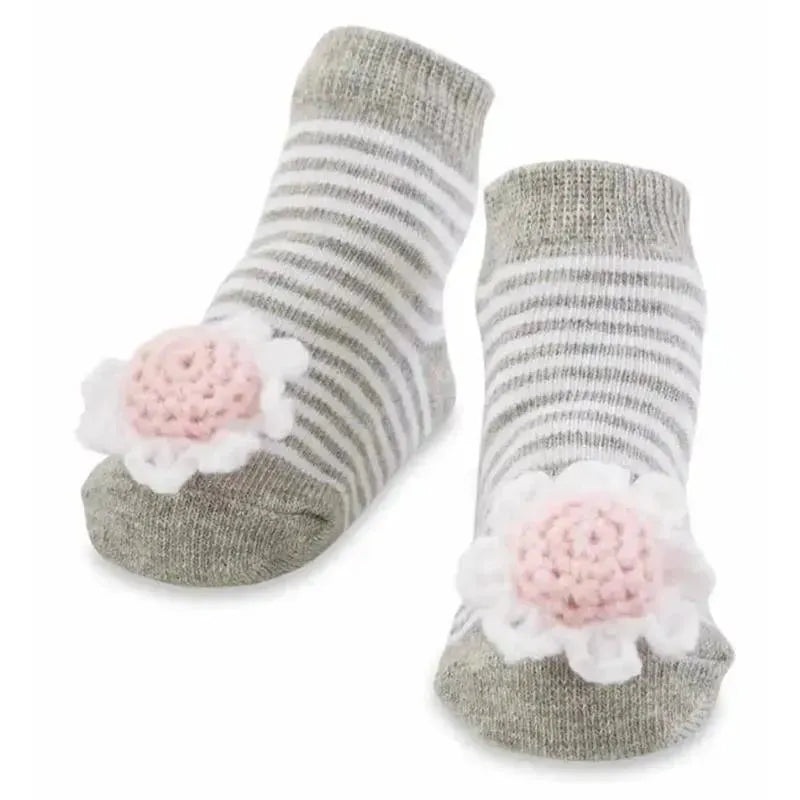 Mud Pie – Flower Rattle Baby Socks, 0/12M