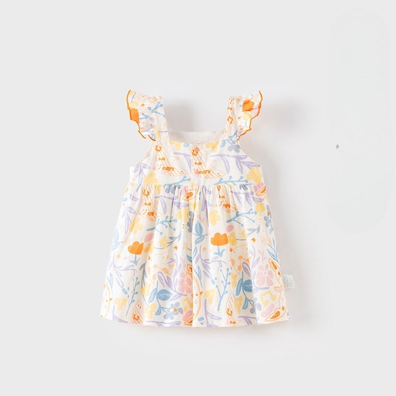 100% Cotton Flutter-Sleeve Dress – Colorful Spring Colorful Spring 6-9 M