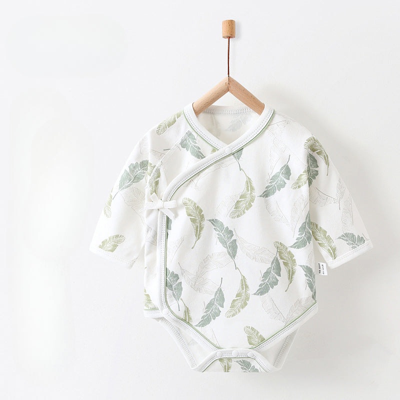 100% Cotton Long Sleeve Bodysuit – Green Leave Green Leaves 0-3 M