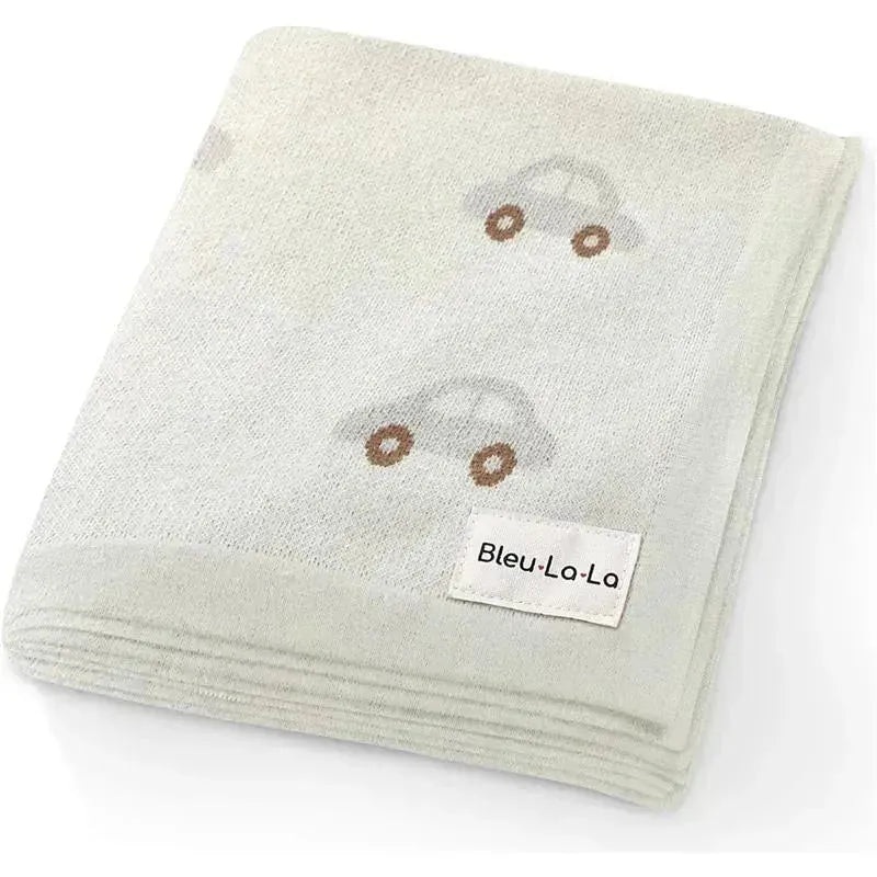 Bleu La La – 100% Luxury Cotton Receiving Swaddle Baby Blanket, Cars Cream