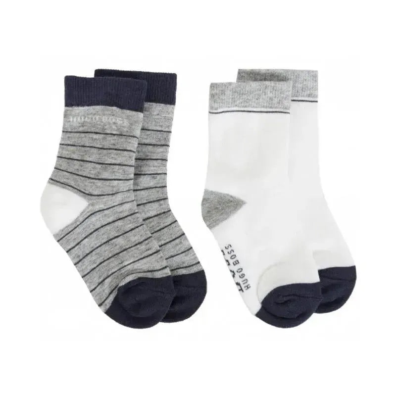 Hugo Boss – 2 Pack Socks, White/Grey, Size 17