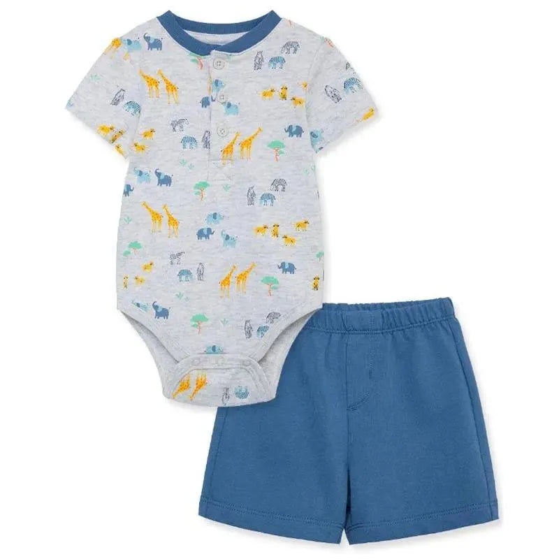 Little Me – Baby Boy Safari Soft Cotton Knit Short Set