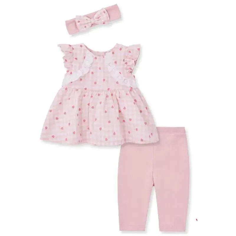 Little Me – Baby Girl Strawberry Woven Tunic Set, Pink