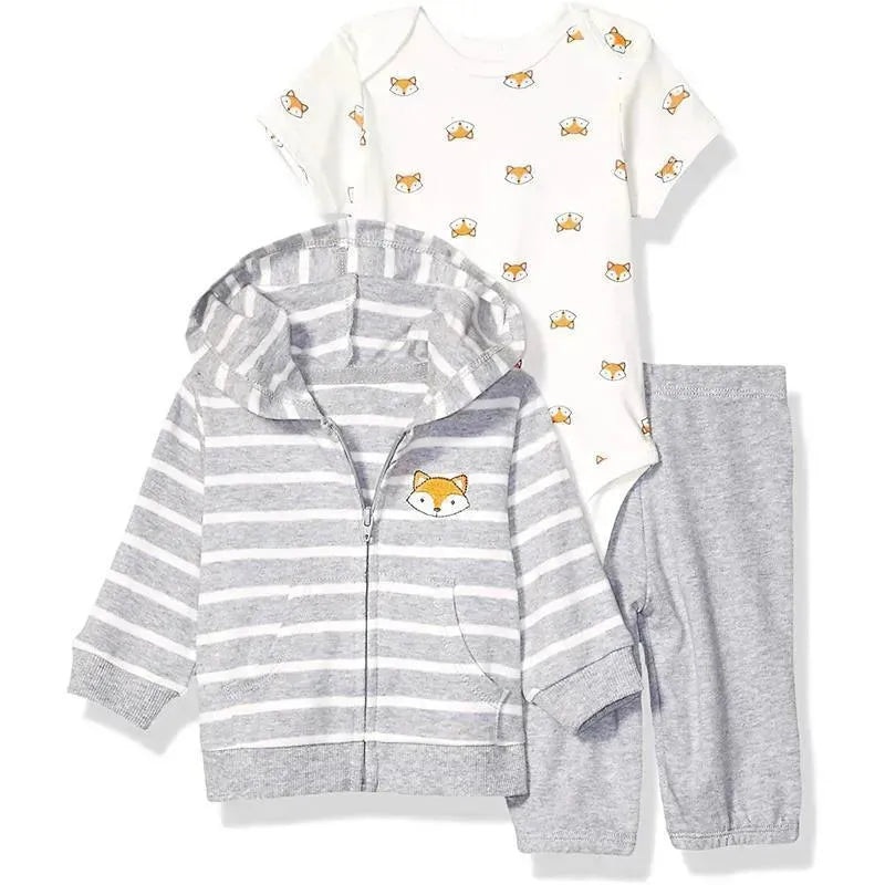 Little Me – Fox 3 Pc Hoodie Set, Grey