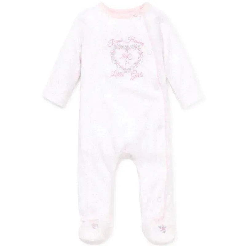 Little Me – Thank Heaven For Little Girls Footed One-Piece, Light Pink