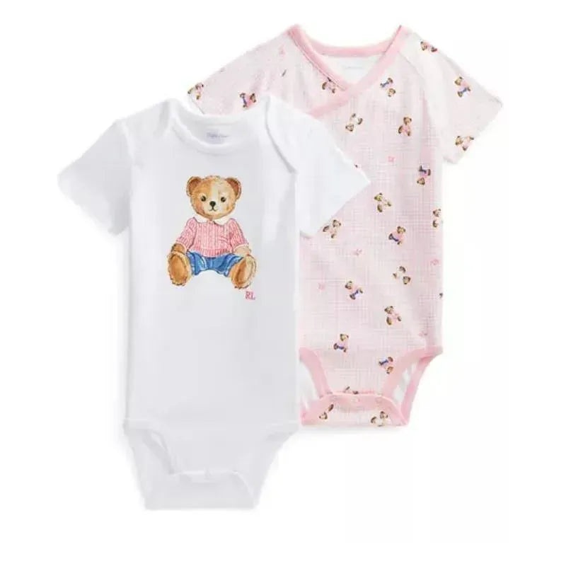 Ralph Lauren Baby – 2Pk Girls Polo Bear Cotton Bodysuit