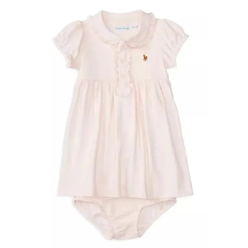 Ralph Lauren Baby – Ruffled Polo Dress & Bloomer Set, Delicate Pink