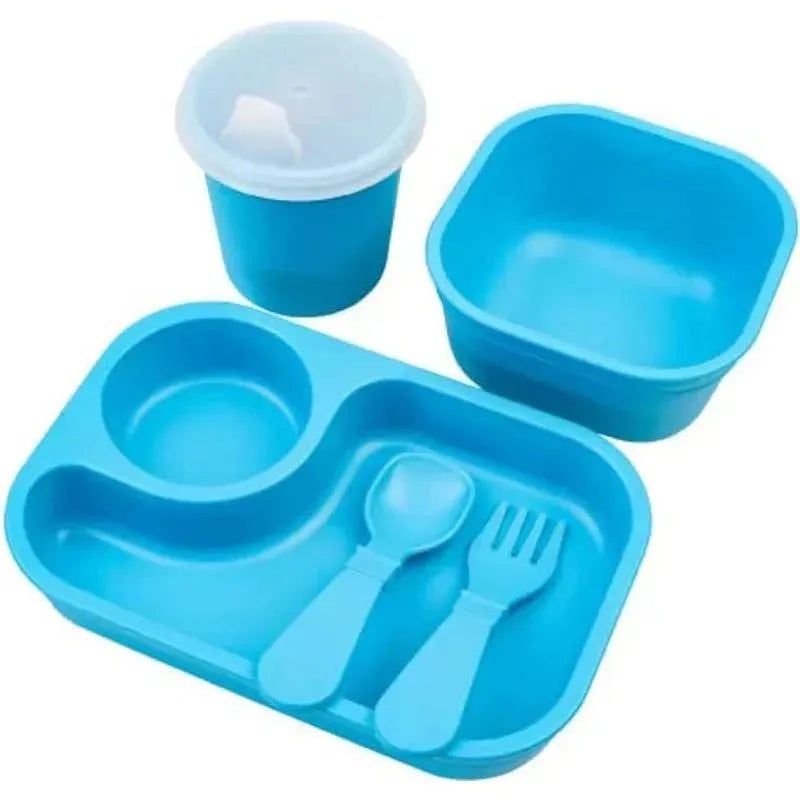 Re Play – 5Pk Tiny Dining Set Feeding Supplies for Babies and Toddlers, Sky Blue