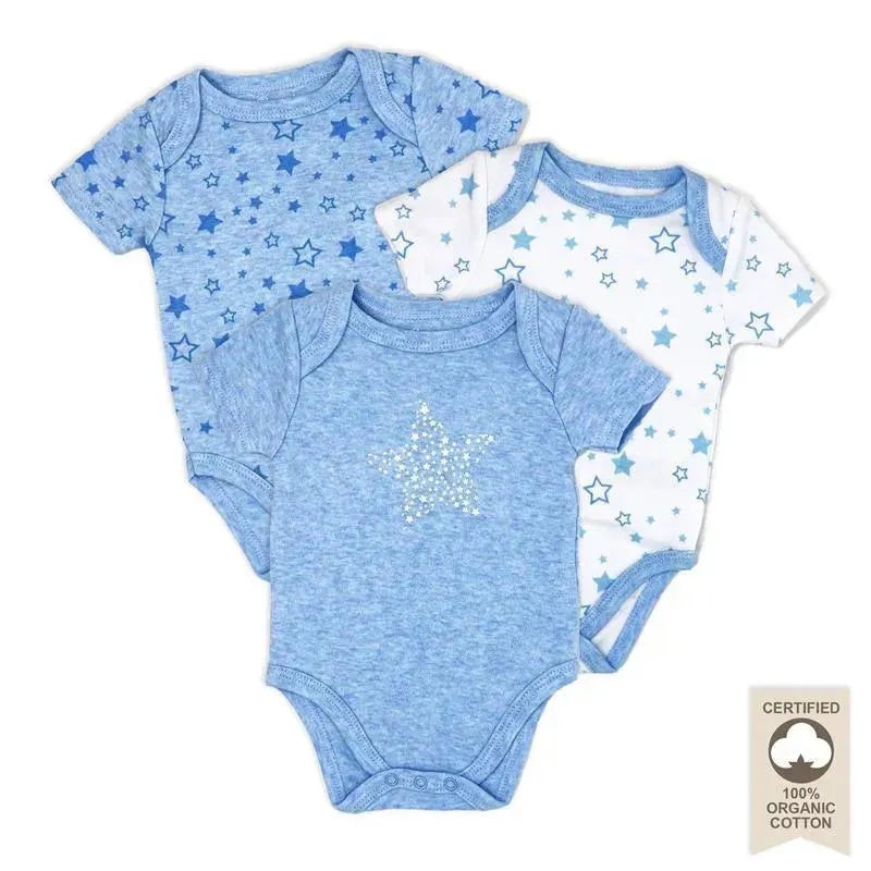 Rose Textiles – 100 % Organic 3 Pk Bodysuit, Blue