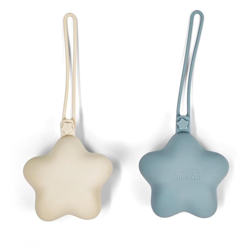 Ali + Oli – Silicone Pacifier Case Star 2Pk, Mist-Sand