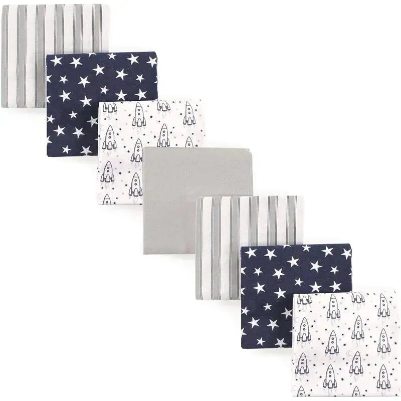 Baby Vision – 7Pk Receiving Blankets Flannel, Rocket Ship