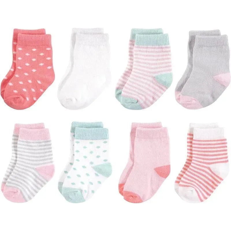 Baby Vision – Touched by Nature Unisex Baby Organic Cotton Socks, Coral Mint, 0-6M, 8Pk