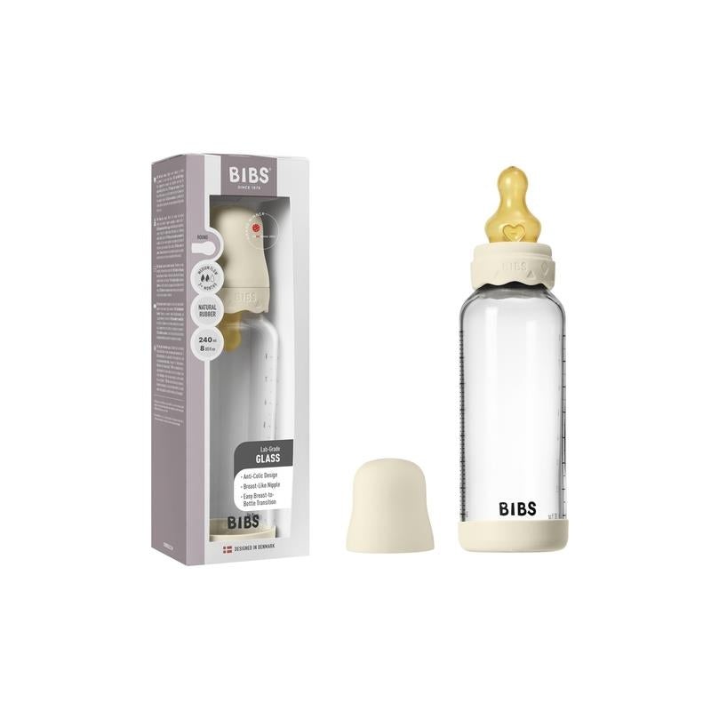 Bibs – Baby 8Oz Latex Glass Bottle With Bumper Ivory