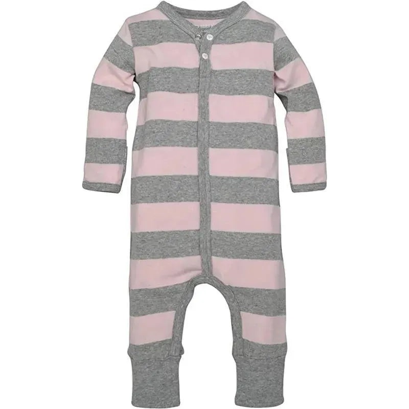 Burts Bees – Baby Girl Rugby Stripe Coverall, Blossom
