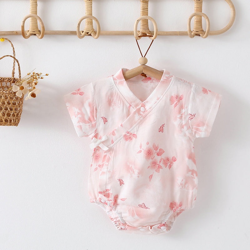 Cotton & Bamboo Muslin Short Sleeve Bodysuit – Sakura Sakura 3-6 M