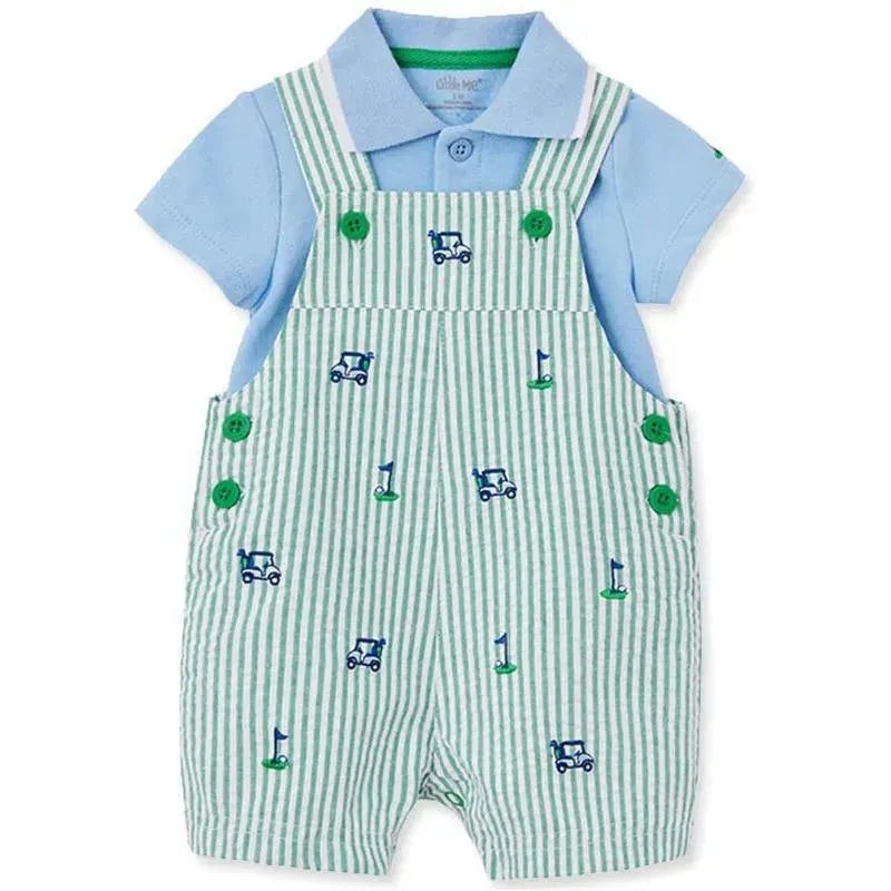 Little Me – Baby Boy Golf Woven Shortall Set, Green