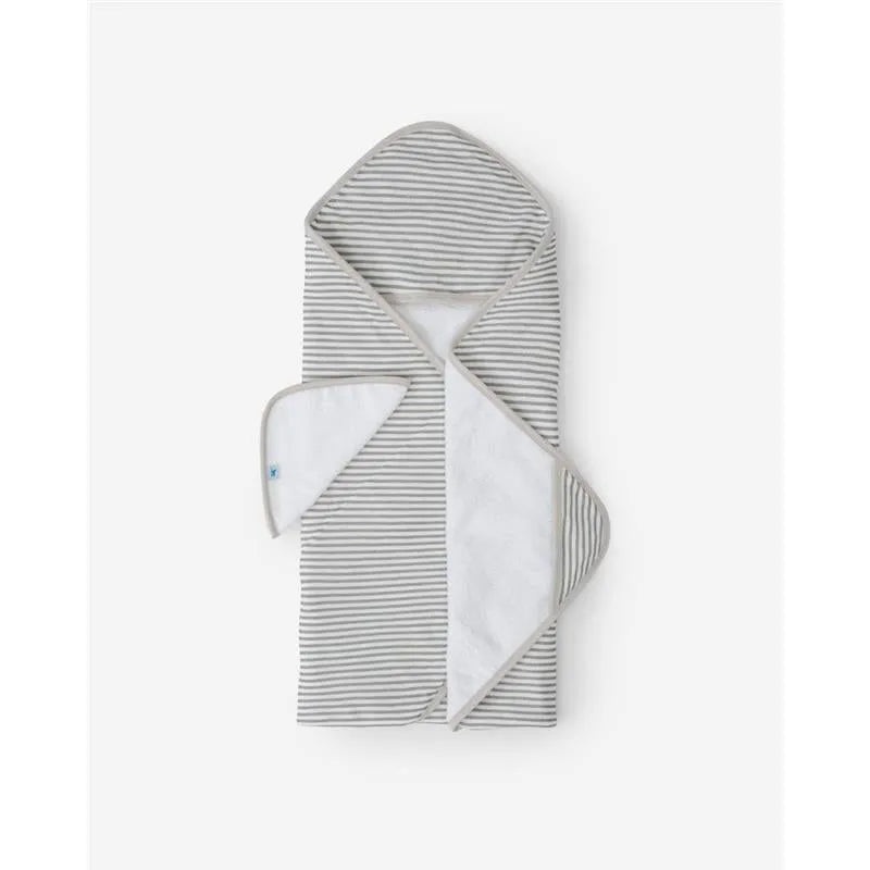 Little Unicorn Cotton Hooded Towel & Wash Cloth Grey Stripe