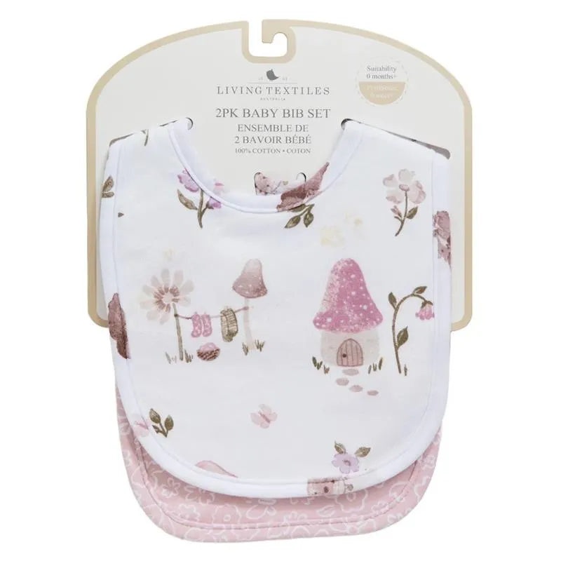 Living Textiles – 2Pk Bib Set, Mushroom House